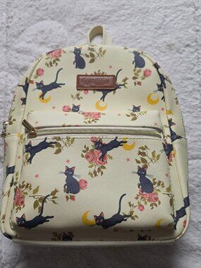 Sailor Moon Luna Cream Floral Mini Backpack Cat Bag Anime Manga Japan